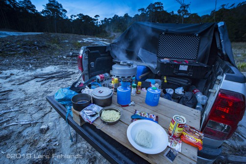 Diner at the high plateau in central Sarawak / Borneo 1500m ASL