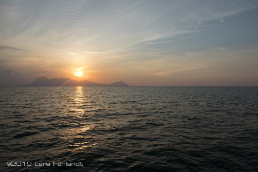 Santubong peninsula, sunset during the boat ride