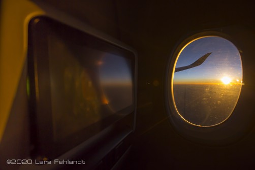 Qatar Airways Airbus A350, Sonnenaufgang über Pakistan